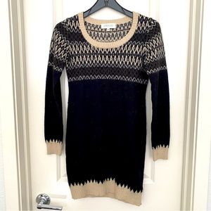 Anthropologie Black and Tan Knit Sweater